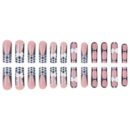 Stiletto Press-On Nail Set mit dekorativem Schleife und Juwelenakzenten Brehn