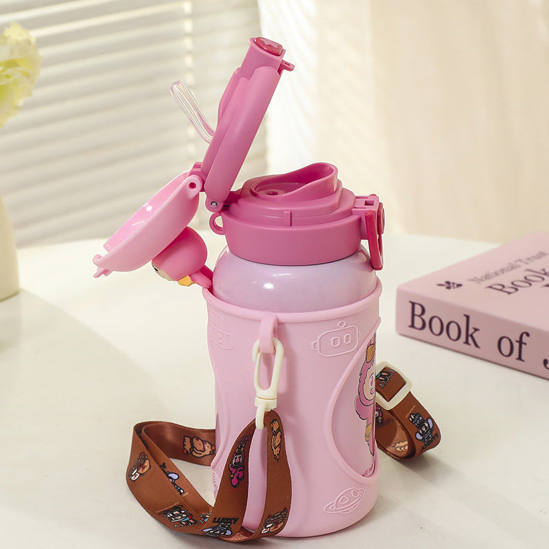 Damen isolierte Kinder-Trinkflasche mit ergonomischem Tragesystem und lustigem Tierdesign Brehn