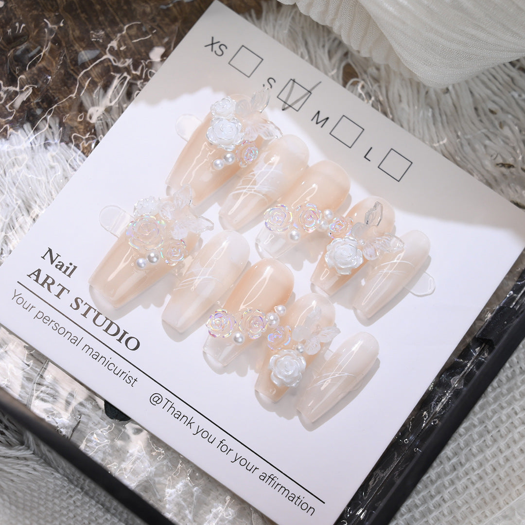 Eleganter Floral Press-On Nagelset Brehn