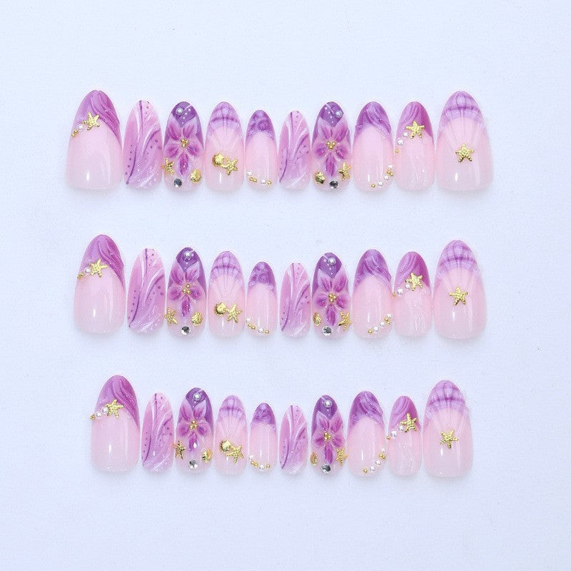 Künstlerisches Blumen Press-On Nagelset Brehn
