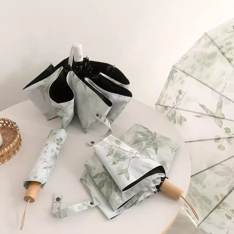 Damen Faltregenschirm mit botanischem Druckdesign Brehn