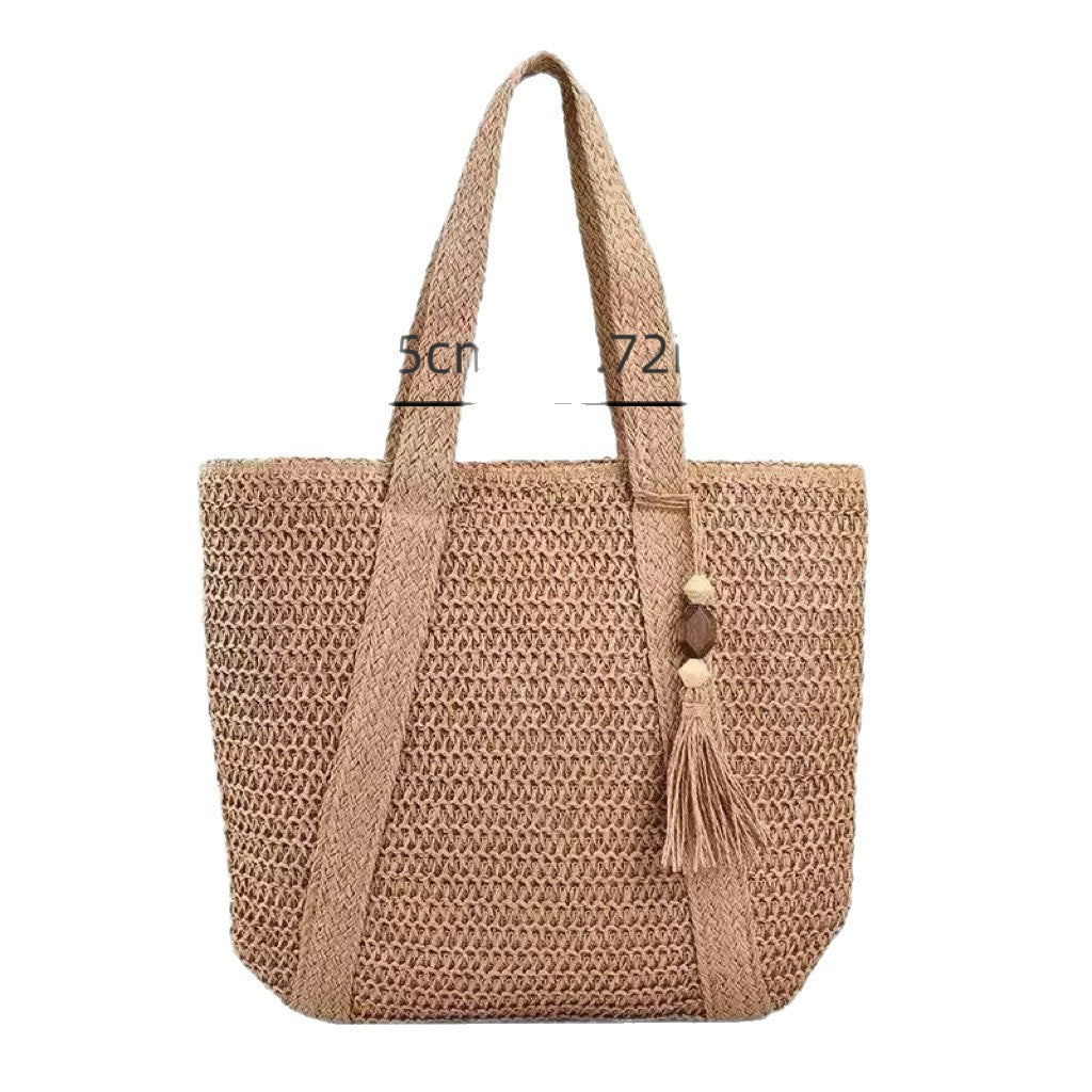 Geflochtene Strandtasche mit Fransigem Detail Brehn