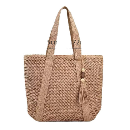 Geflochtene Strandtasche mit Fransigem Detail Brehn