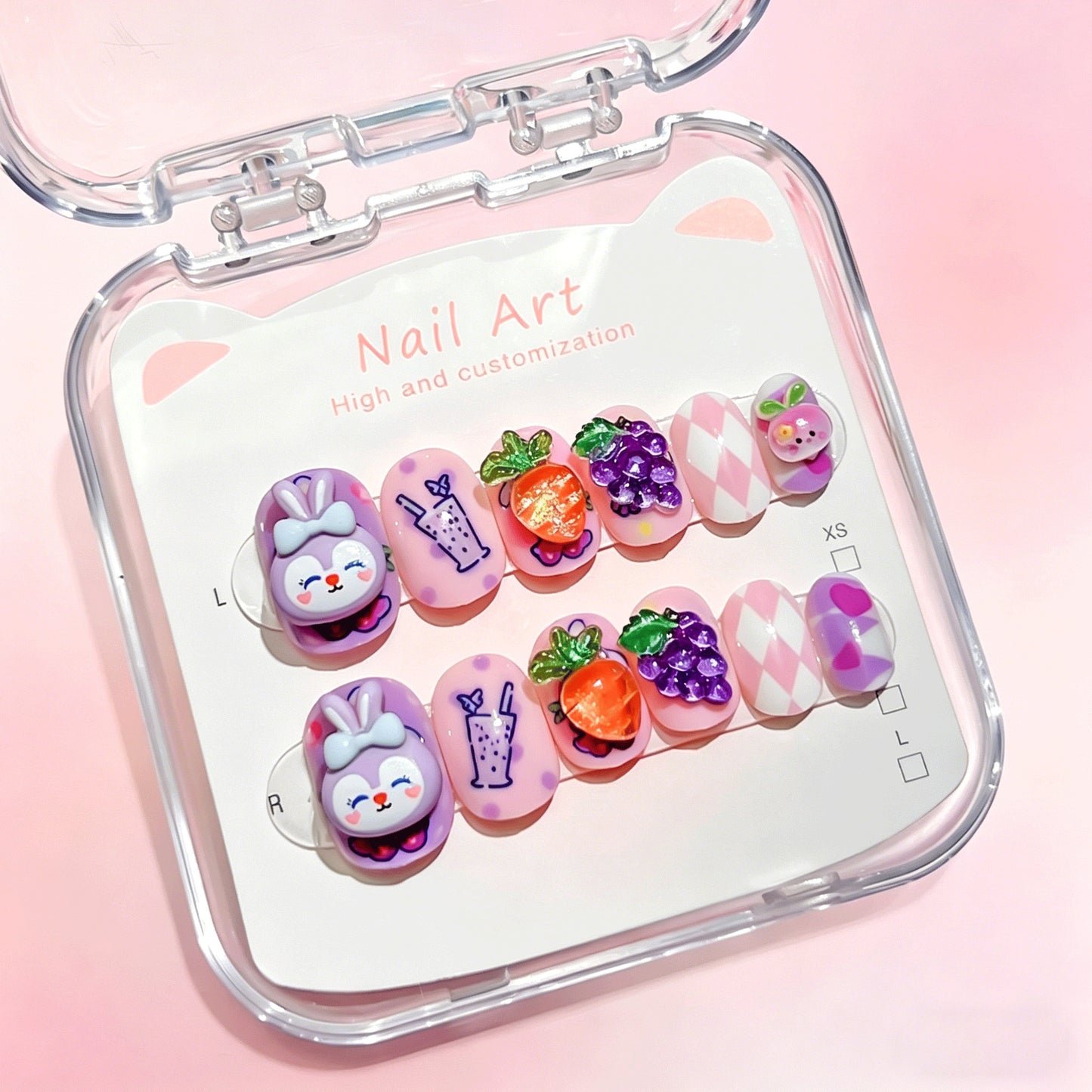 Benutzerdefiniertes cartoon-inspiriertes press-on Nagelkunst-Set Brehn