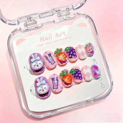 Benutzerdefiniertes cartoon-inspiriertes press-on Nagelkunst-Set Brehn