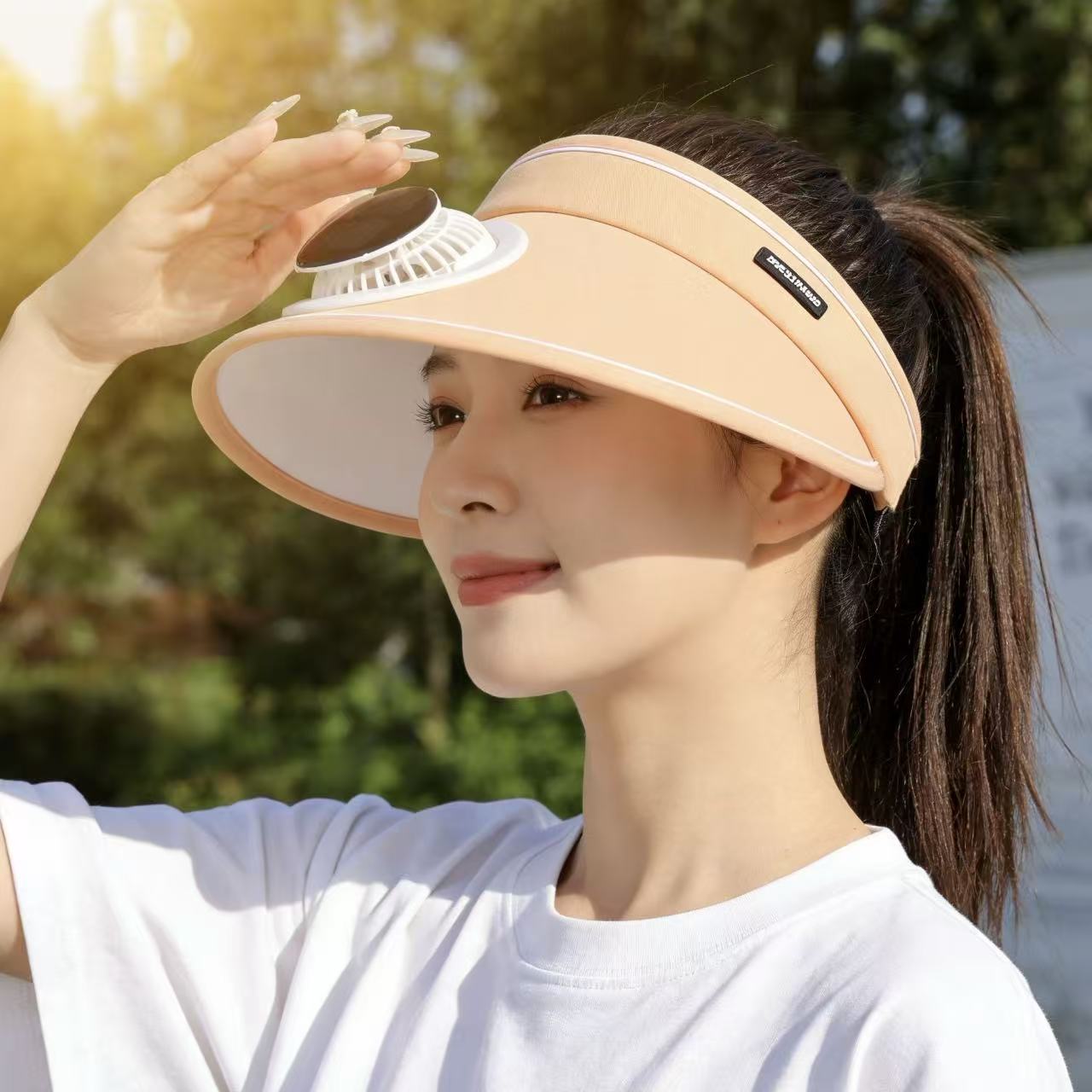 Sport-Sonnenblende mit abnehmbarem Frontlüfter, verstellbarem Kopfband und reflektierenden Paspeln Brehn