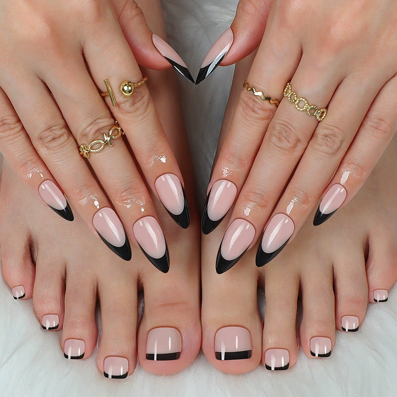 Stylisches Press-On-Nagelset mit elegantem französischen Spitzen-Design Brehn