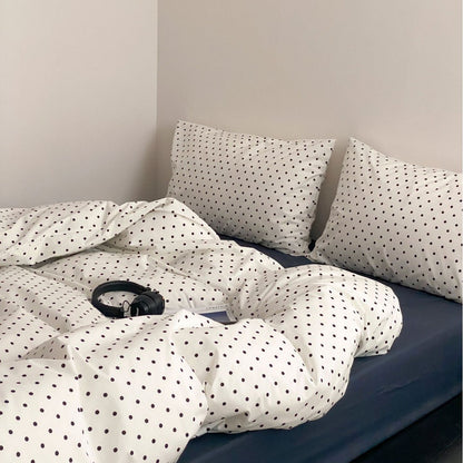 Baumwoll-Perkal-Bettwäschegarnitur mit minimalistischem Punktmuster und Hotelverschluss