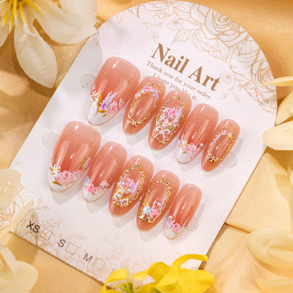 Elegantes Floral Art Press-On Nail Set