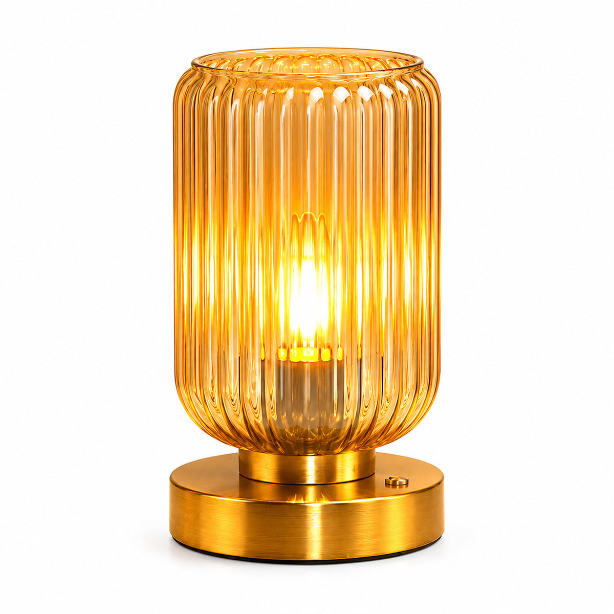 Vintage-Glas-Tischlampe mit goldener Basis