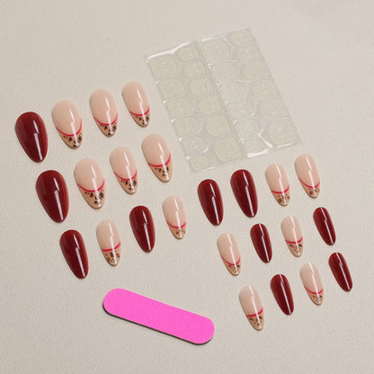 Elegantes dekoratives Press-On-Nagelset mit Tierdruckakzent