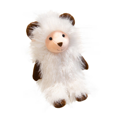 Plüschiger, flauschiger, ram-inspirierter Teddy mit langem Kunstfellmantel und besticktem Gesicht Brehn