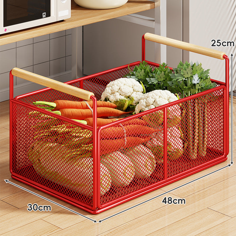 Rollwagen aus Mesh mit Holzgriffen