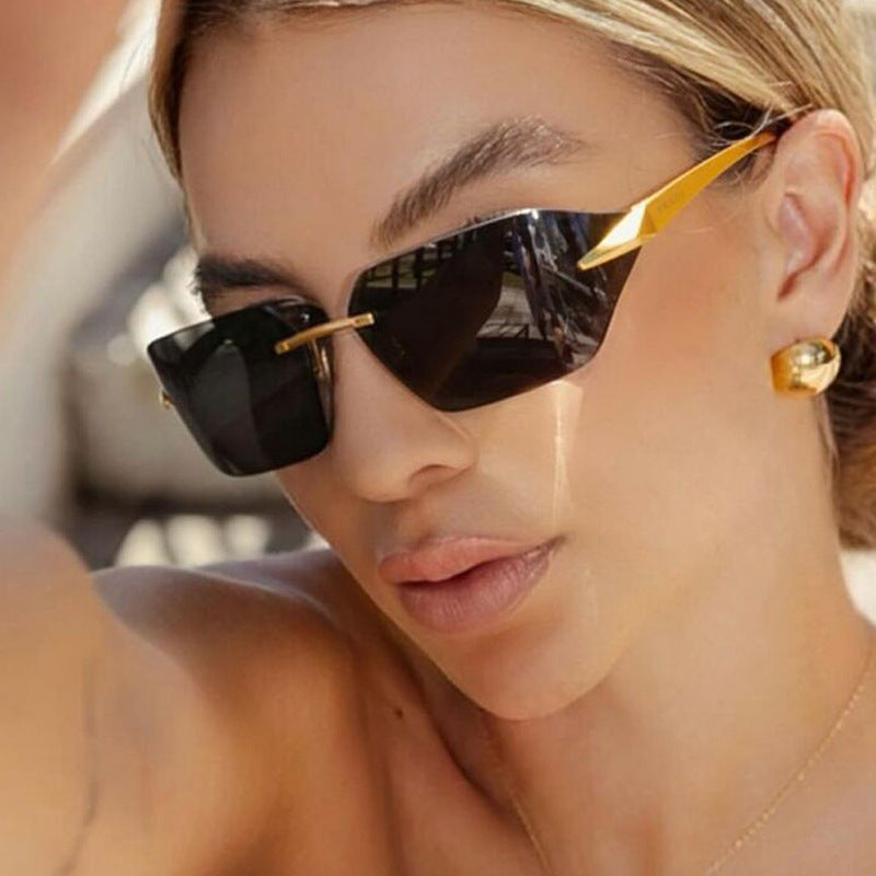 Damen geometrische Sonnenbrille mit elegantem Metallrahmen und polarisierten Gläsern Brehn