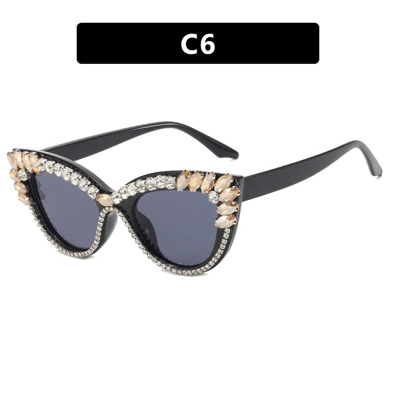Damen extravagante Cat-Eye Sonnenbrille mit funkelndem Strassbesatz Brehn