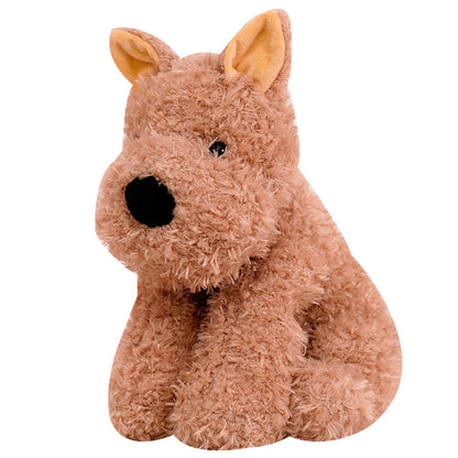 Fluffy Sitz Plüsch Hund Plüschspielzeug mit lockigem Kunstfell und knuddelbarer Bohnenfüllung Brehn