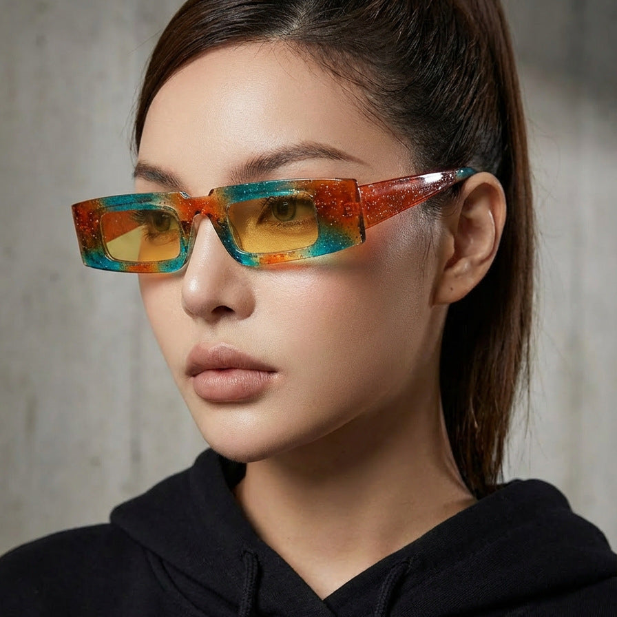 Damen modische geometrische Sonnenbrille mit transparentem Rahmen und polarisierenden Gläsern Brehn
