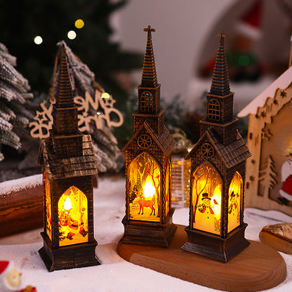 Nostalgische Weihnachtslaterne mit beweglichem Santa-Motiv Brehn