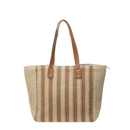Handgefertigte Strandtasche mit Strukturiertem Streifenmuster Brehn