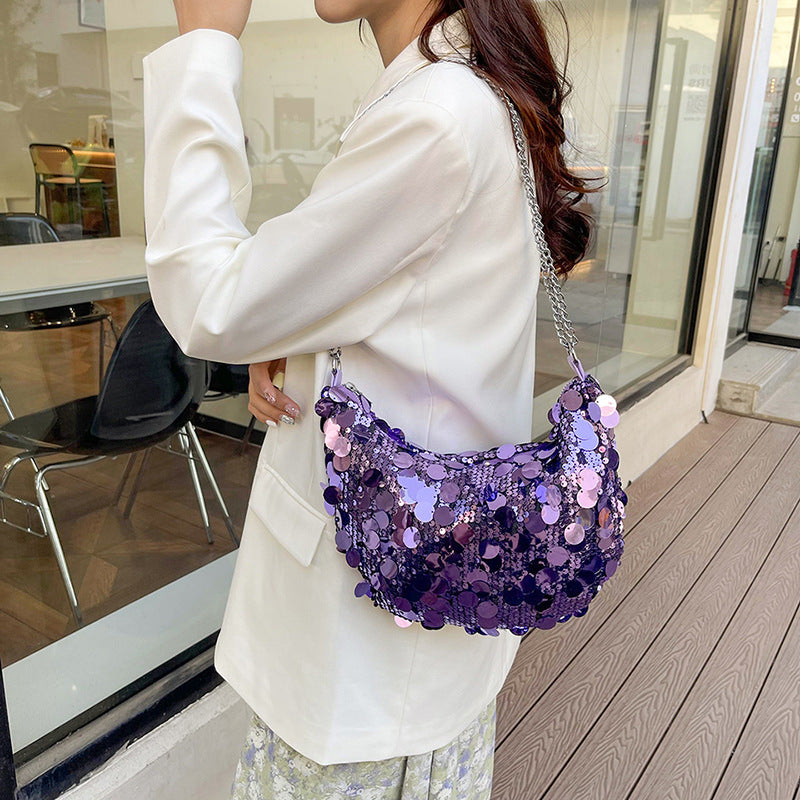 Funkelnde Paillette Hobo-Handtasche