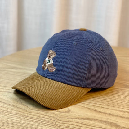 Damen Corduroy Baseball Cap mit Teddy Bären Stickerei Brehn