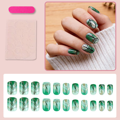 Kunstnagelset mit eleganten Pflanzenmotiven Brehn