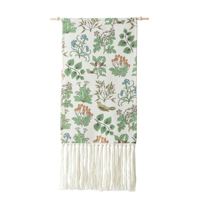 Gewebter Wandbehang mit floraler Jacquardstruktur und langen Fransen Brehn