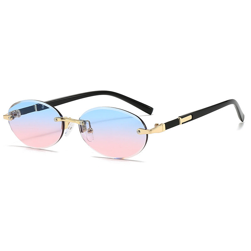 Damen modische ovale Sonnenbrille mit trendigem Metallrahmen Brehn
