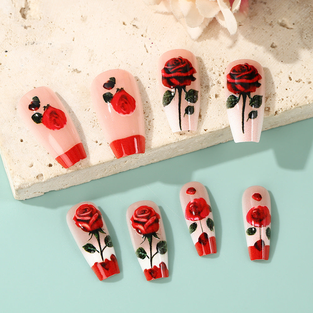 Kunstnägel mit romantischem Rosen-Design Brehn