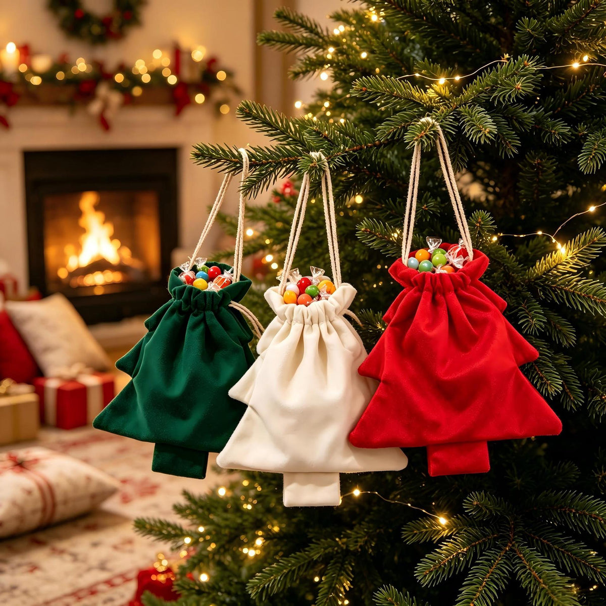 Weihnachtsgeschenktasche im Baumdesign