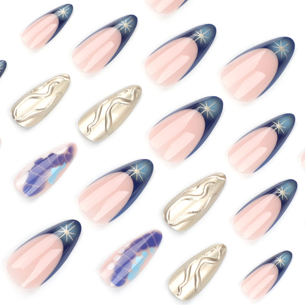 Kunstvolle Stiletto-Nägel mit Glitzer und außergewöhnlichem Design Brehn