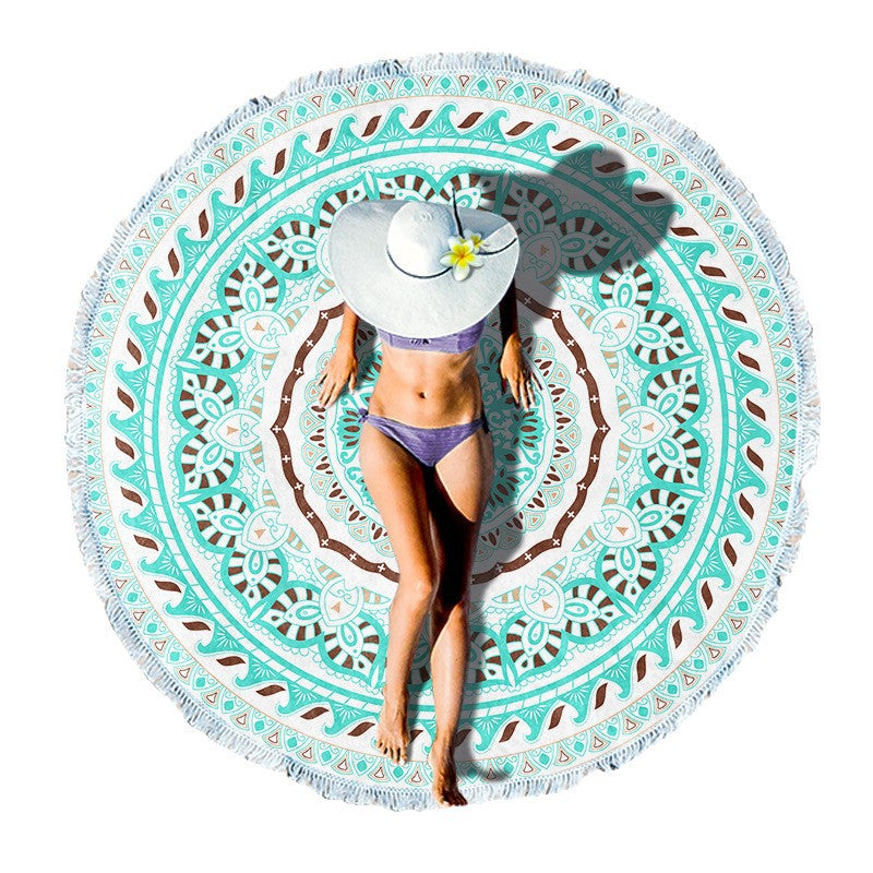 Rundstranddecke mit floralen Aquarellmotiven Brehn