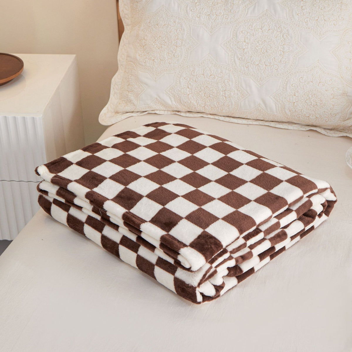 Kariertes Fleece-Wurfdecke