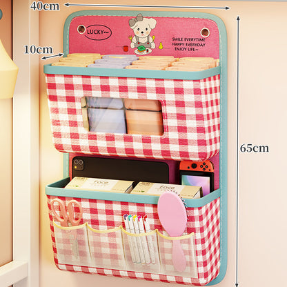 Hängender dreistufiger Stoff-Wandorganizer mit Frontfenster und externen Taschen
