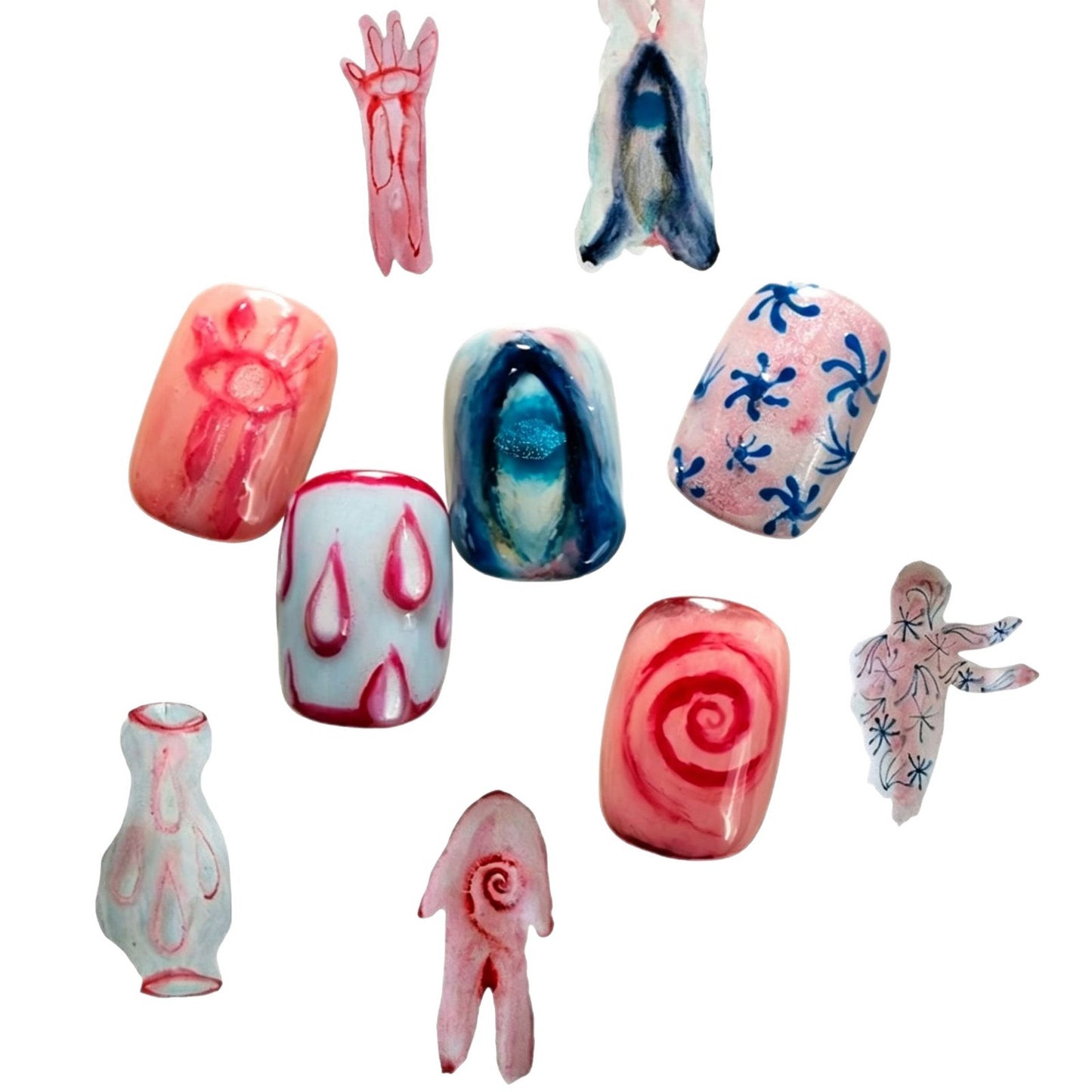 Künstlerisches Press-On-Nagelset mit inspirierenden Designs Brehn