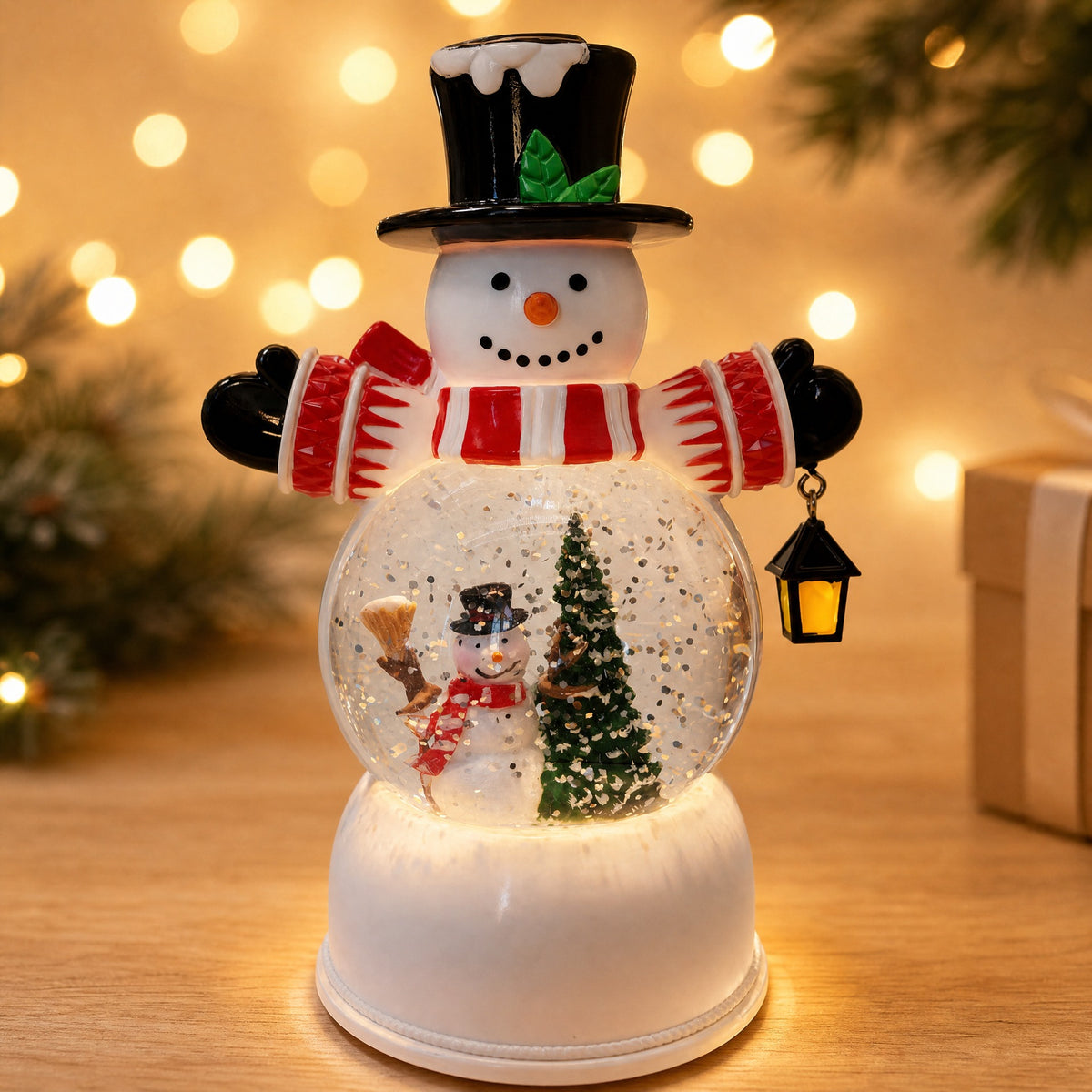 Lustige Weihnachtsmann Schneekugel Figur Brehn