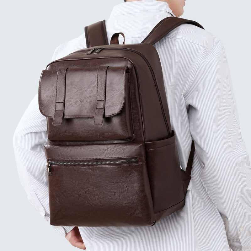 Multifunktionaler Leder Laptop-Rucksack
