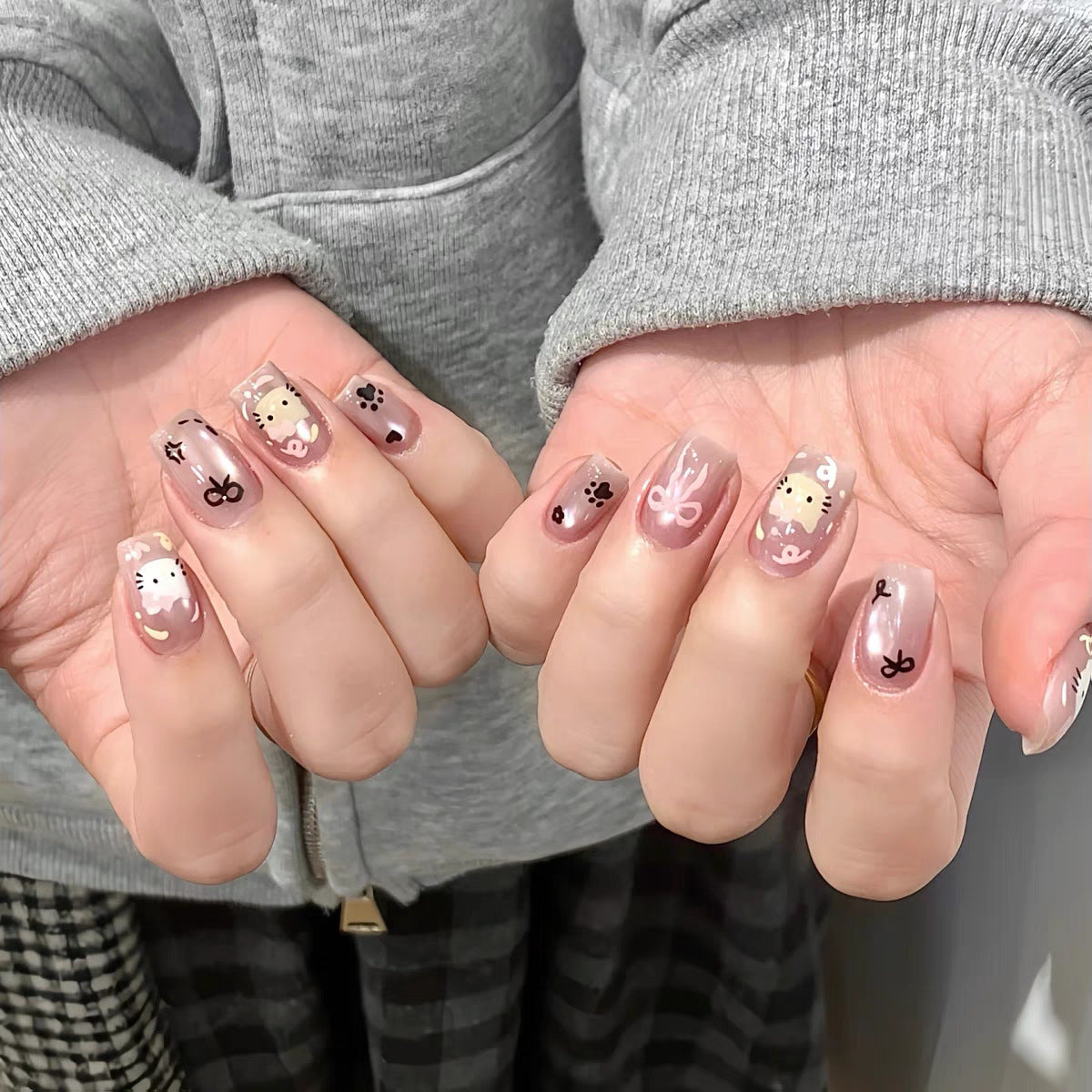 Süßes Hasen-Themen Press-On Nagelkunst Set Brehn