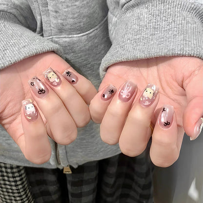 Süßes Hasen-Themen Press-On Nagelkunst Set Brehn