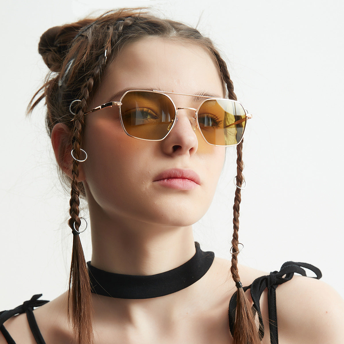 Damen filigrane Sonnenbrille mit elegantem polygonalen Rahmen Brehn