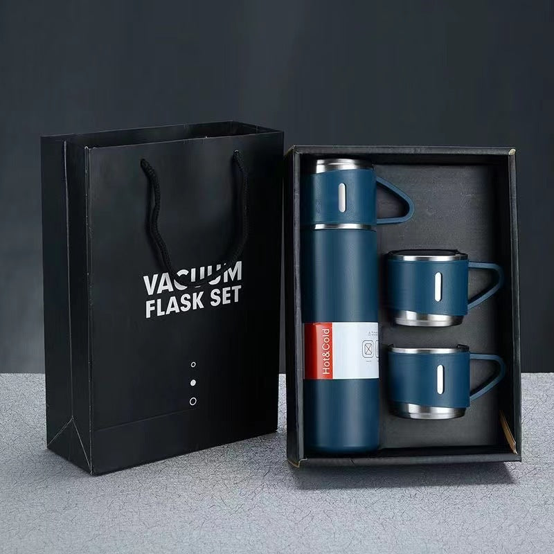 Damen Edelstahl-Isolierflasche mit zwei dazugehörigen Tassen Brehn
