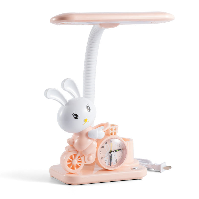 Niedliche Kaninchen-Themen-Schreibtischlampe mit Uhr
