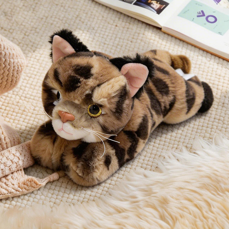 Lebensechter dehnbarer Katzenplüsch Boden Kuschelkissen Brehn