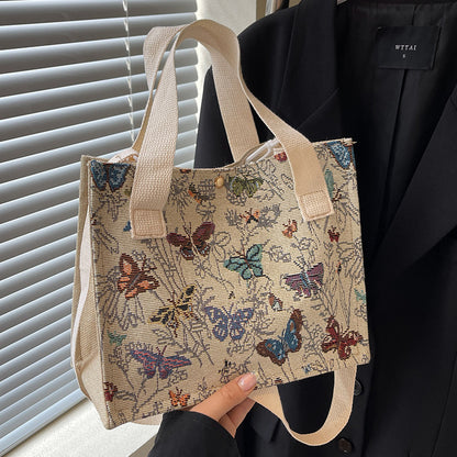 Floral Bestickte Canvas Tragetasche  1790616768