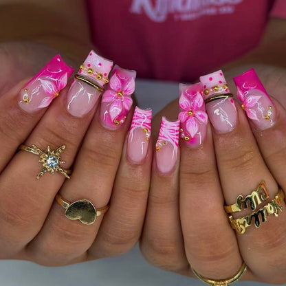 Künstlerische Blumen Druck-On-Nägel Kollektion