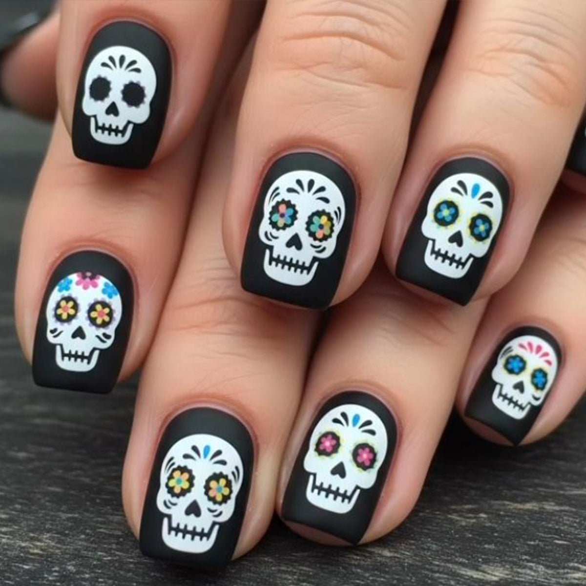 Künstlerisches Skull Design Nagelkunst Brehn