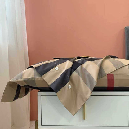 Baumwoll-Satin Großkariertes Bettbezug-Set mit tiefen Ecken & Kissenbezügen