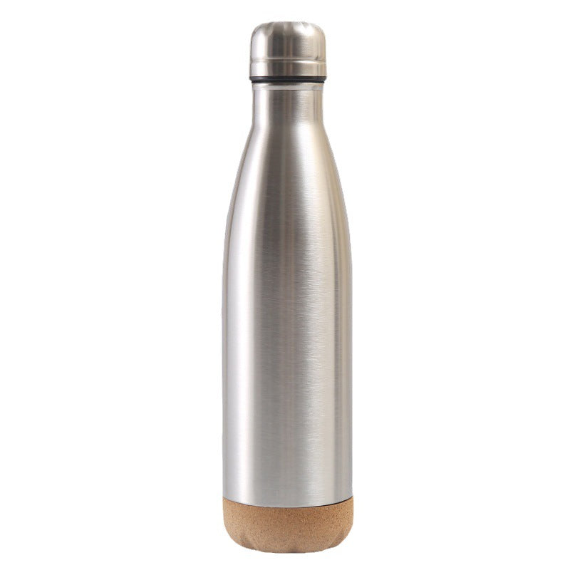 Damen stilvolle Edelstahl Isolierflasche mit Korkboden Brehn