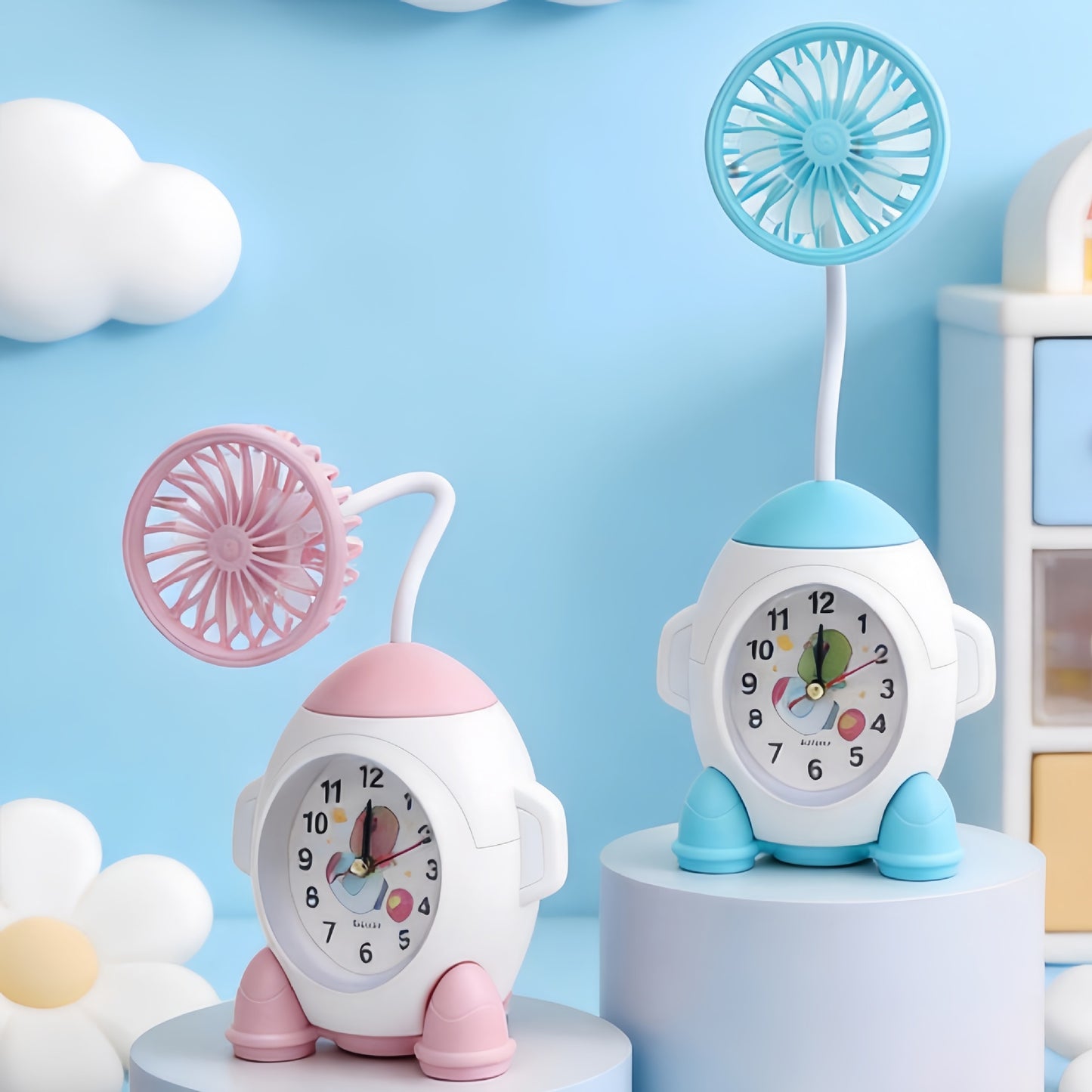 Damen Multifunktionale Tischuhr mit Ventilator Brehn