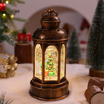 Beleuchtete Weihnachtslaterne mit Weihnachtsmann-Szene Brehn
